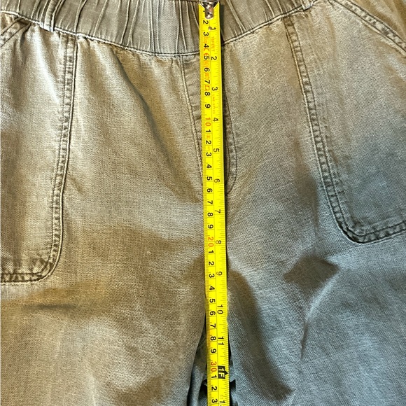 Nicole Miller New York pull-on roll-cuff army green linen cargo pants size L - Picture 6 of 11